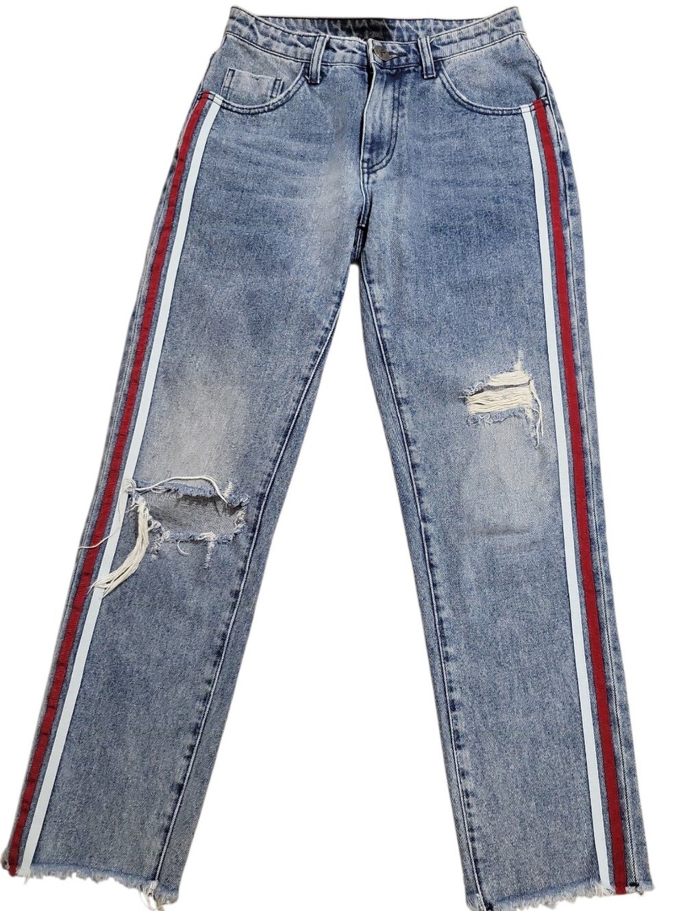 One × One Teaspoon High Waist Baggy Striped Jeans Light Wash Distressed Size 29 - Picture 2 of 15